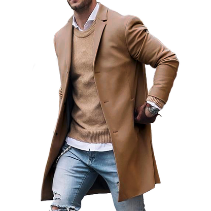 Trench-coat homme croisé – Manteau élégant à col à revers pour automne hiver