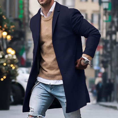 Trench-coat homme croisé – Manteau élégant à col à revers pour automne hiver