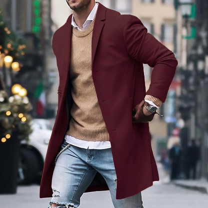 Trench-coat homme croisé – Manteau élégant à col à revers pour automne hiver