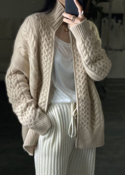 Cardigan femme moderne – Cardigan à col roulé chic en tricot doux et élégant