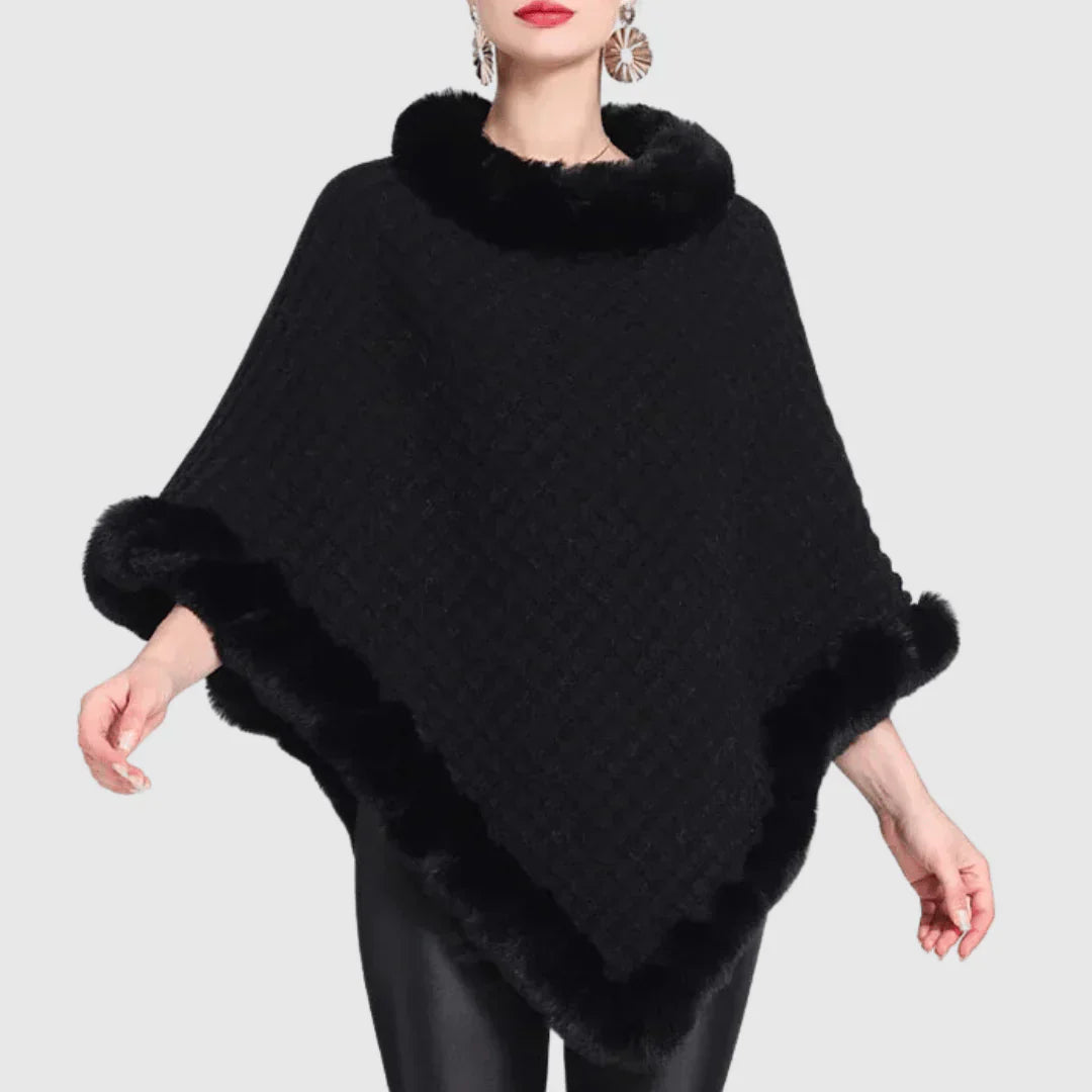 Poncho femme col roulé – Poncho chaud en laine pour automne hiver élégant