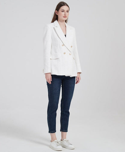 Blazer femme double boutonnage – Veste élégante en tissu chic pour occasions