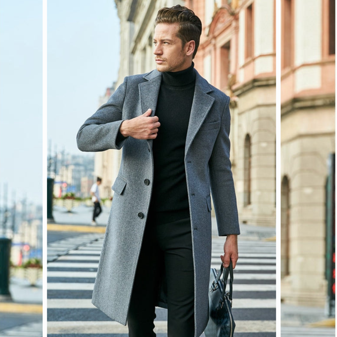 Manteau homme col revers – Veste élégante en laine pour hiver chic et tendance