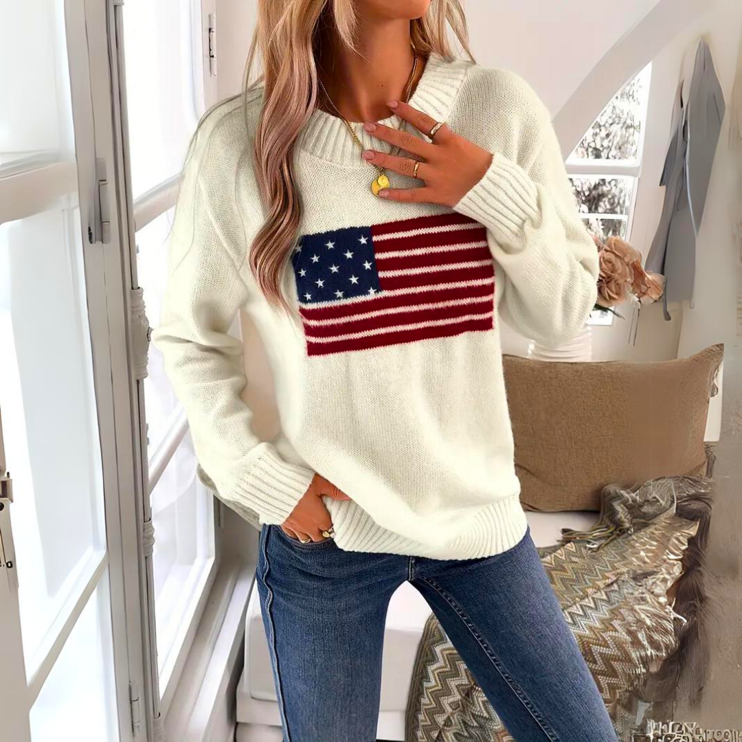 Pull à motif drapeau femme – Sweat-shirt tendance avec design unique et confortable