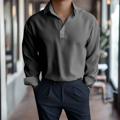 Polo homme à manches longues – Chemise élégante avec boutons en coton doux