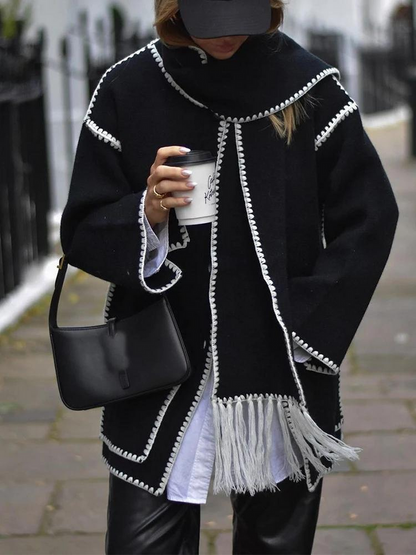 Veste femme avec écharpe – Veste élégante en laine pour hiver chic