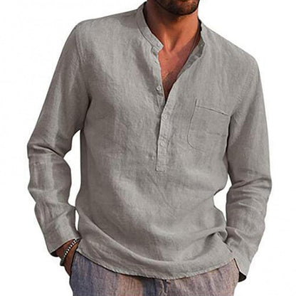 Chemise à manches longues homme – Chemise élégante avec poche poitrine en coton