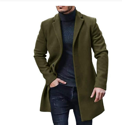 Trench-coat long homme – Manteau élégant avec col revers pour toutes occasions