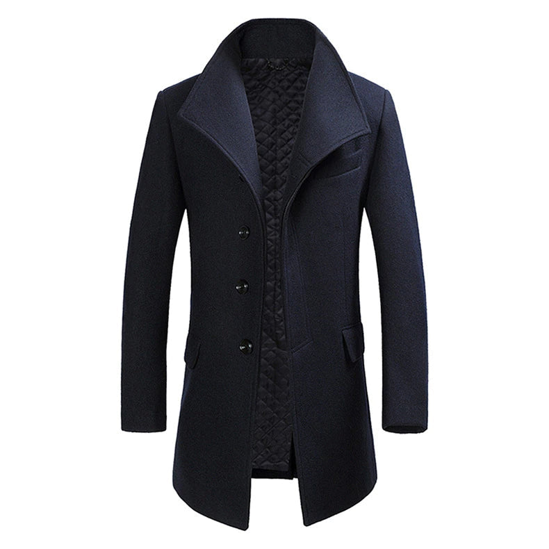 Manteau long homme – Manteau élégant à un bouton pour hiver chic et décontracté