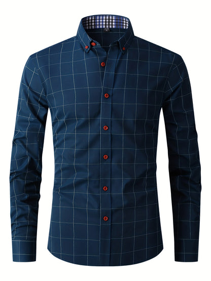 Chemise à carreaux homme – Chemise élégante à boutonnière en coton pour toutes occasions