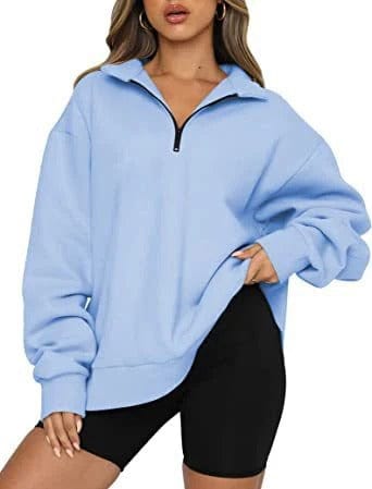 Pull zippé décontracté femme – Sweatshirt léger à capuche pour casual chic