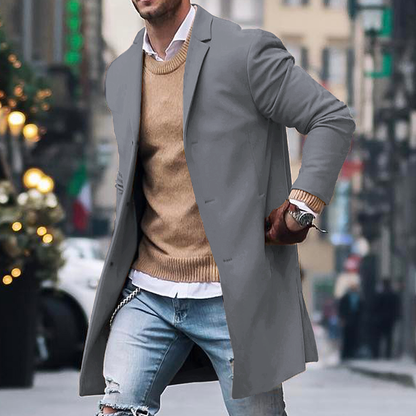 Trench-coat homme croisé – Manteau élégant à col à revers pour automne hiver