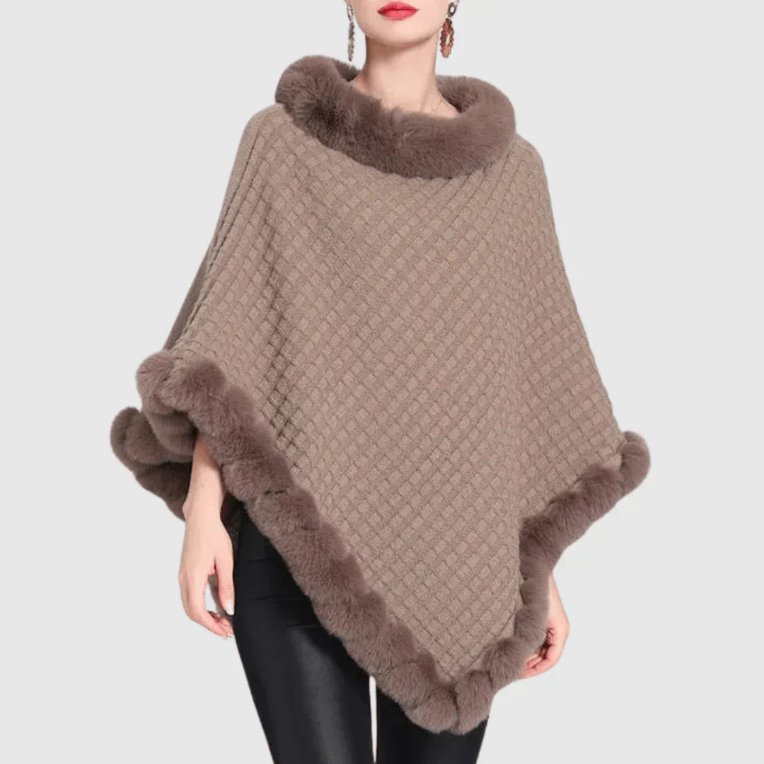 Poncho femme col roulé – Poncho chaud en laine pour automne hiver élégant