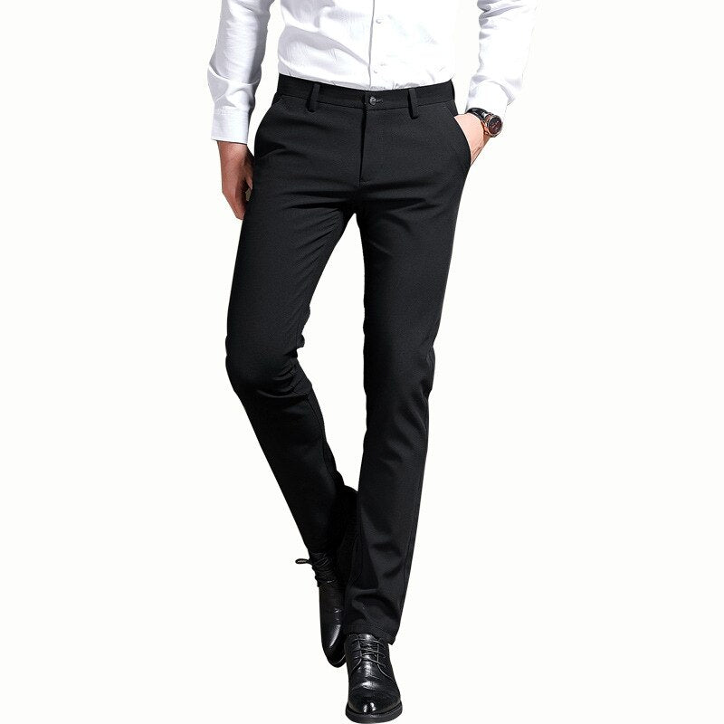 Pantalon de costume homme élastique taille haute – Pantalon chic pour occasions spéciales