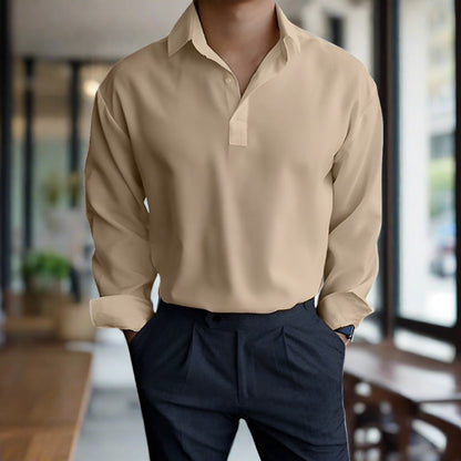 Polo homme à manches longues – Chemise élégante avec boutons en coton doux