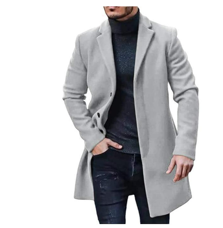 Trench-coat long homme – Manteau élégant avec col revers pour toutes occasions