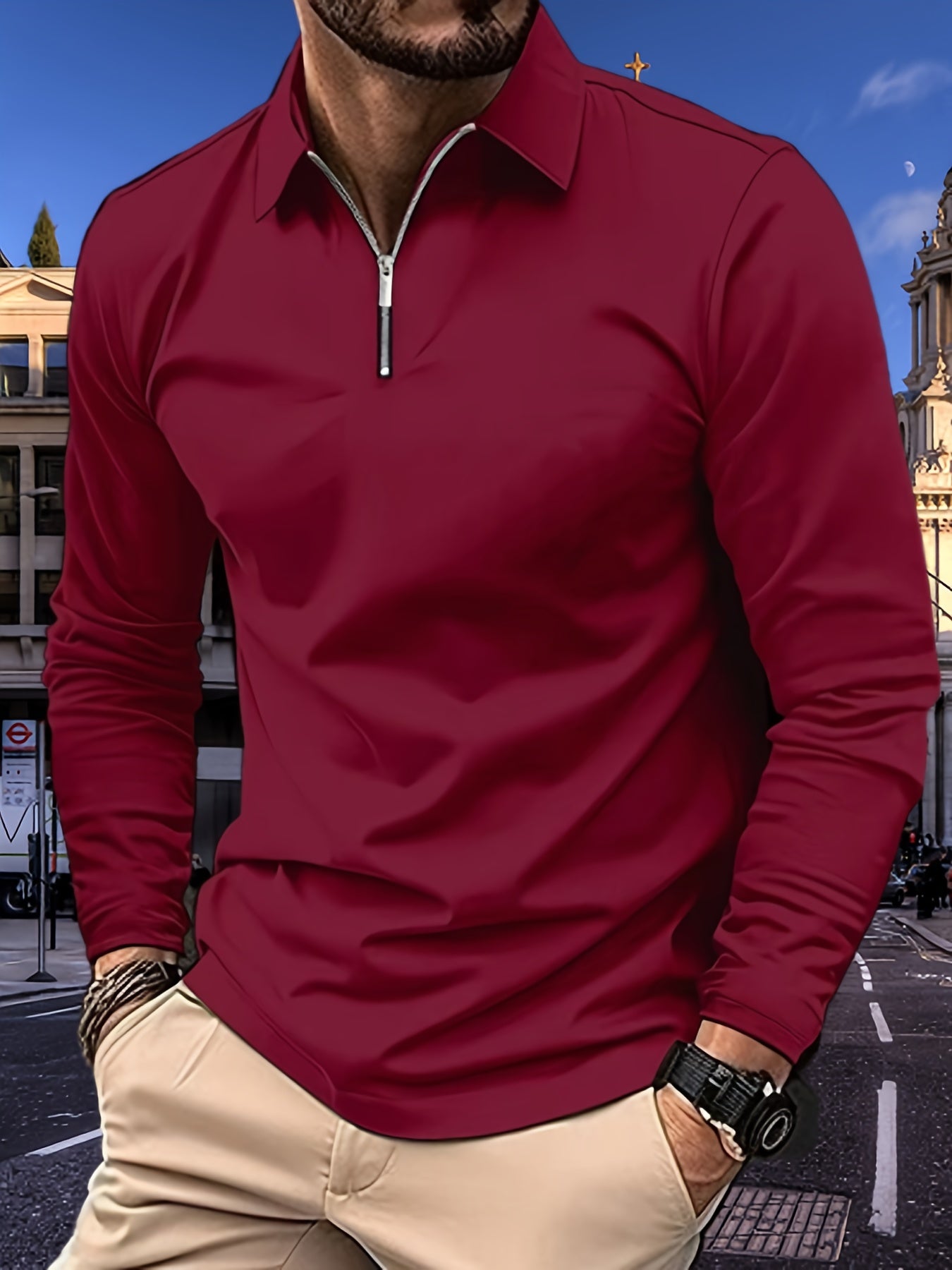 Chemise à fermeture éclair homme – Chemise élégante en coton pour occasions spéciales