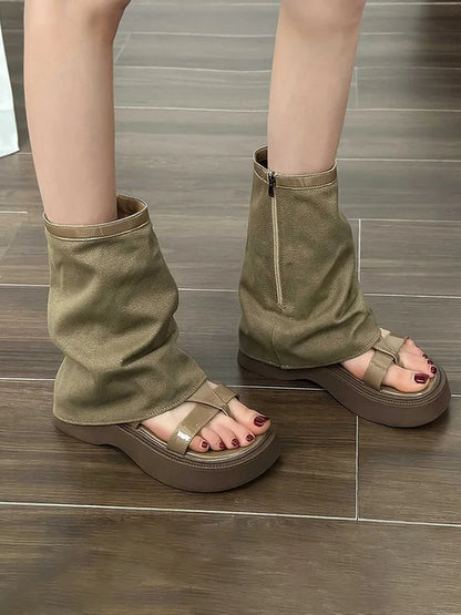 Sandales Bottes Femme – Sandales élégantes en cuir pour été et sorties