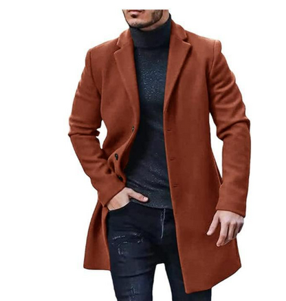 Trench-coat long homme – Manteau élégant avec col revers pour toutes occasions