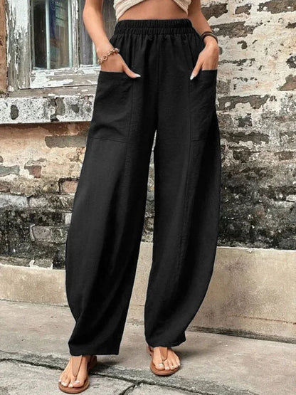 Pantalons élégants femme – Pantalon chic coupe ajustée en tissu léger pour soirée