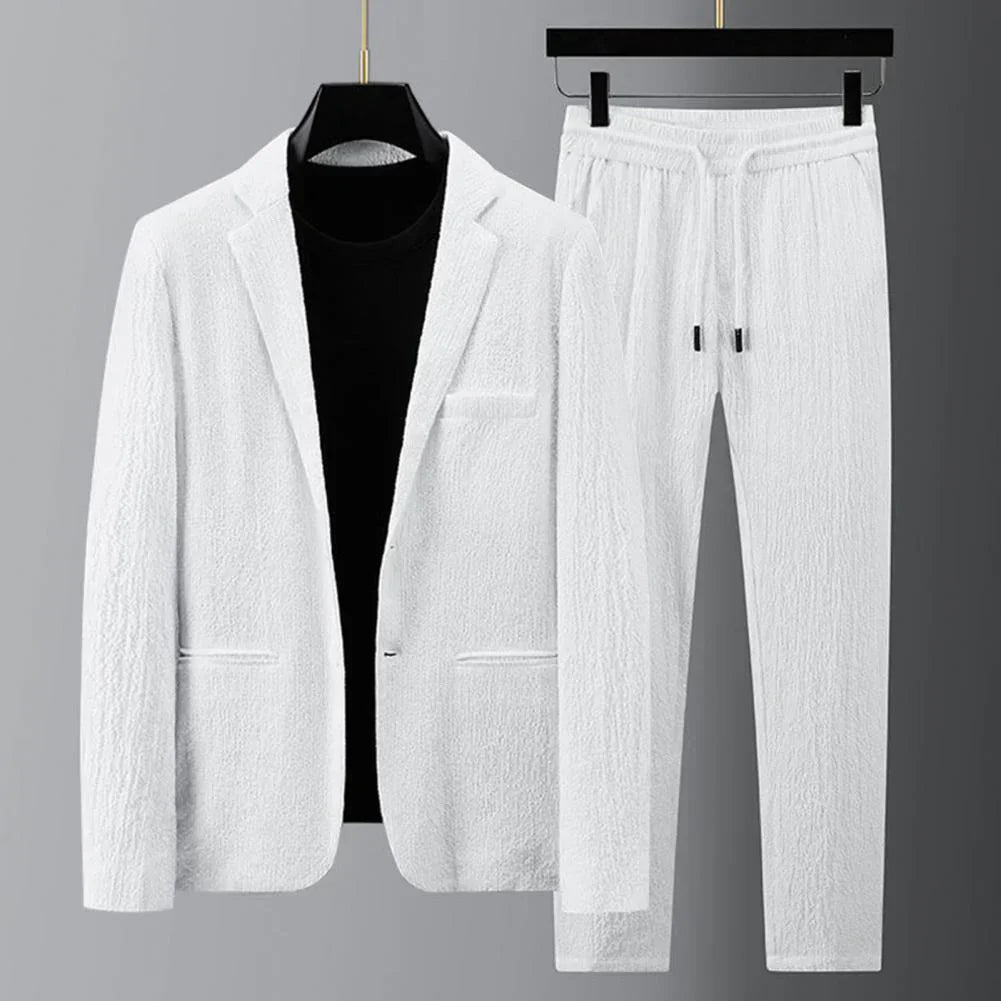 Blazer homme avec pantalons à cordon de serrage – Tenue décontractée élégante