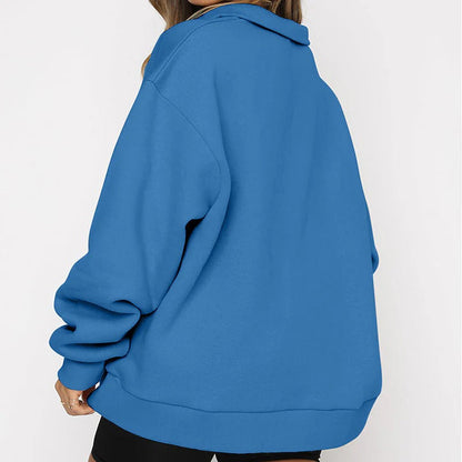 Pull zippé décontracté femme – Sweatshirt léger à capuche pour casual chic