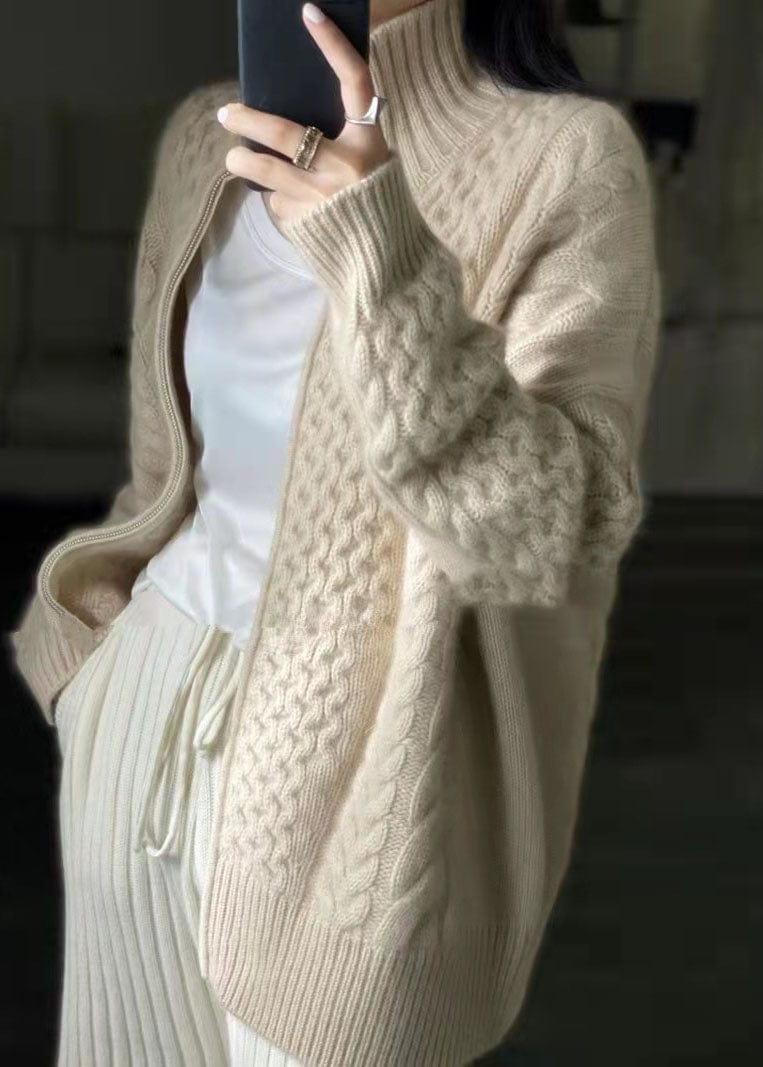 Cardigan femme moderne – Cardigan à col roulé chic en tricot doux et élégant