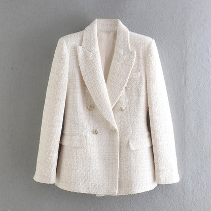 Blazer femme double boutonnage – Veste élégante en tissu chic pour occasions