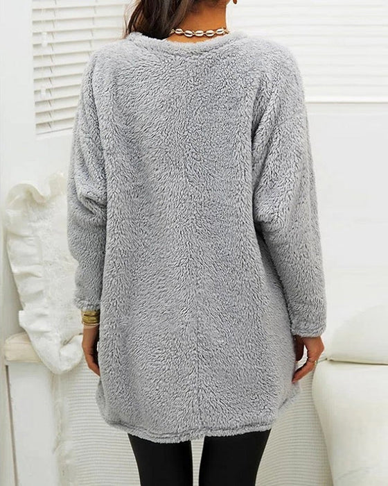 Pull femme mi-long avec poches – Pull confortable en tricot doux et élégant