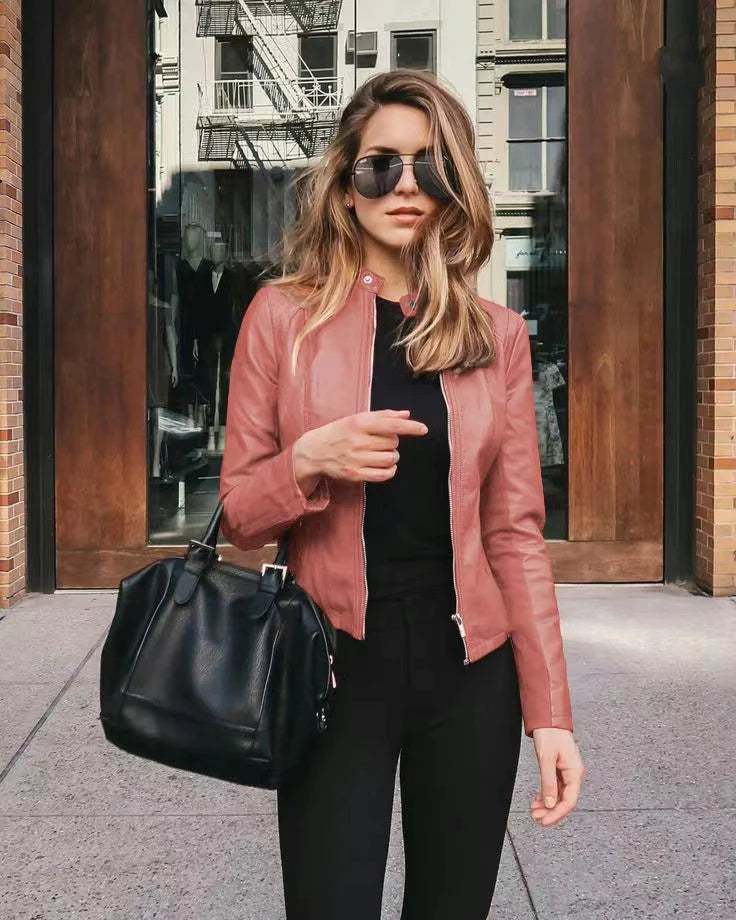 Veste élégante femme – Veste à zip chic en tissu doux pour sorties et travail