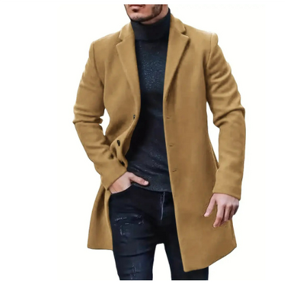 Trench-coat long homme – Manteau élégant avec col revers pour toutes occasions