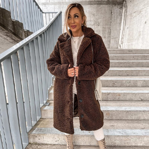 Manteau Teddy femme – Veste chaude en peluche douce pour hiver élégant