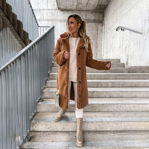 Manteau Teddy femme – Veste chaude en peluche douce pour hiver élégant