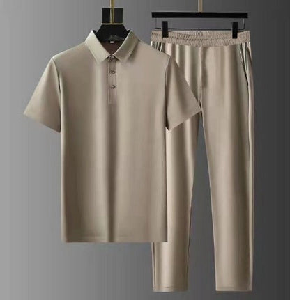 Polo homme et pantalon taille haute – Tenue élégante et confortable pour homme