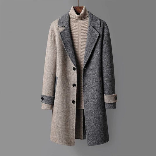 Manteau bicolore homme – Veste élégante en laine pour hiver et mi-saison