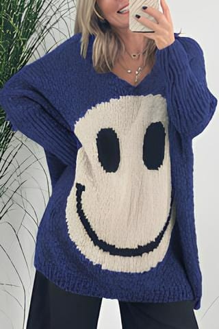 Pull femme tendance – Pull Smiley confortable en coton doux et stylé