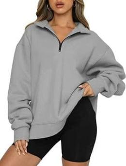 Pull zippé décontracté femme – Sweatshirt léger à capuche pour casual chic