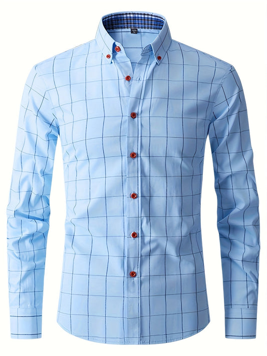 Chemise à carreaux homme – Chemise élégante à boutonnière en coton pour toutes occasions