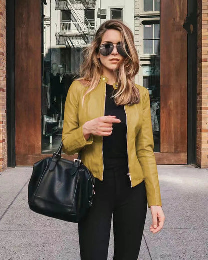 Veste élégante femme – Veste à zip chic en tissu doux pour sorties et travail