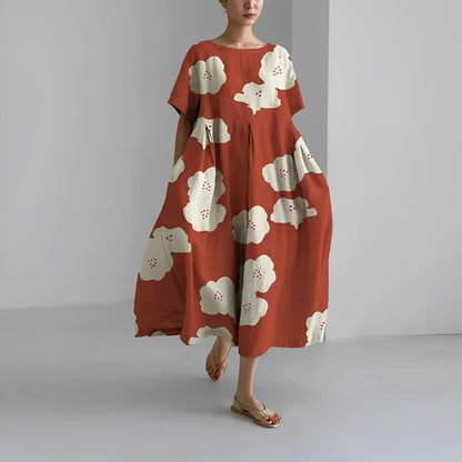 Robe imprimée femme – Robe élégante à manches courtes pour été chic