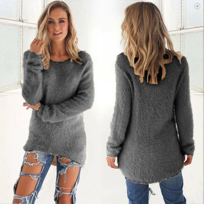 Pull stylé femme – Pull en laine doux à col rond et coupe moderne pour l'hiver