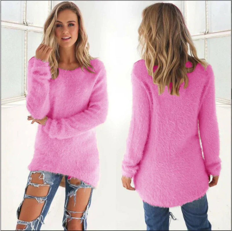 Pull stylé femme – Pull en laine doux à col rond et coupe moderne pour l'hiver