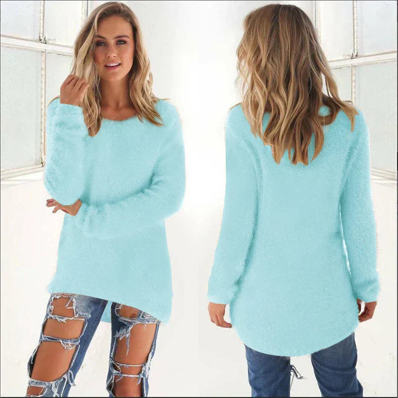 Pull stylé femme – Pull en laine doux à col rond et coupe moderne pour l'hiver