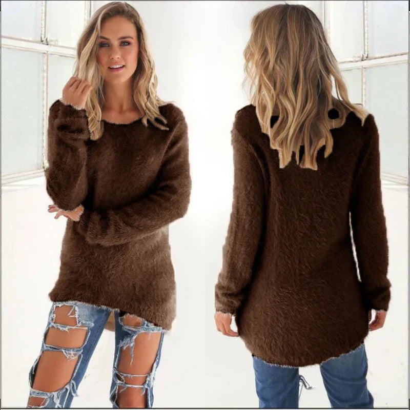 Pull stylé femme – Pull en laine doux à col rond et coupe moderne pour l'hiver