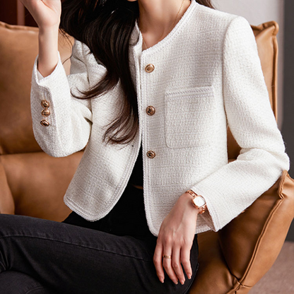 Blazer élégant femme – Veste cropped chic en tissu léger pour soirée et bureau