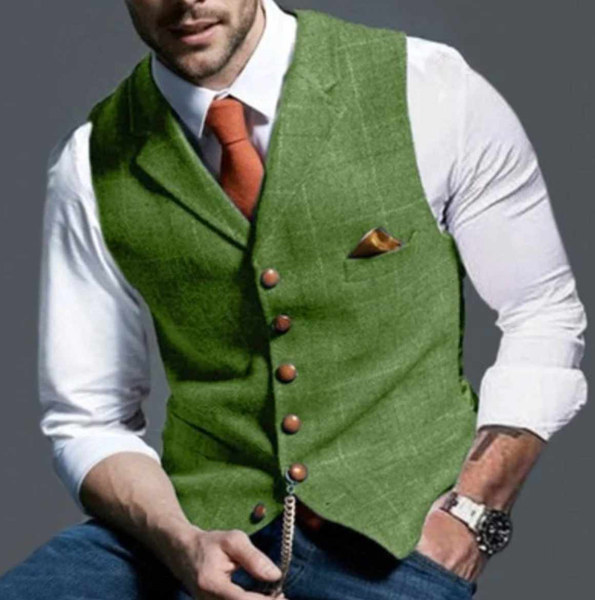 Gilet de loisirs homme – Gilet avec revers élégant en tissu léger pour été