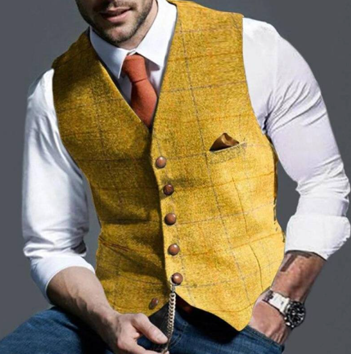 Gilet de loisirs homme – Gilet avec revers élégant en tissu léger pour été