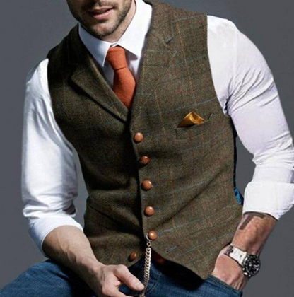 Gilet de loisirs homme – Gilet avec revers élégant en tissu léger pour été