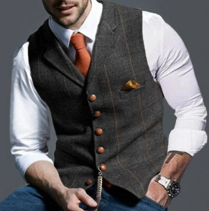 Gilet de loisirs homme – Gilet avec revers élégant en tissu léger pour été