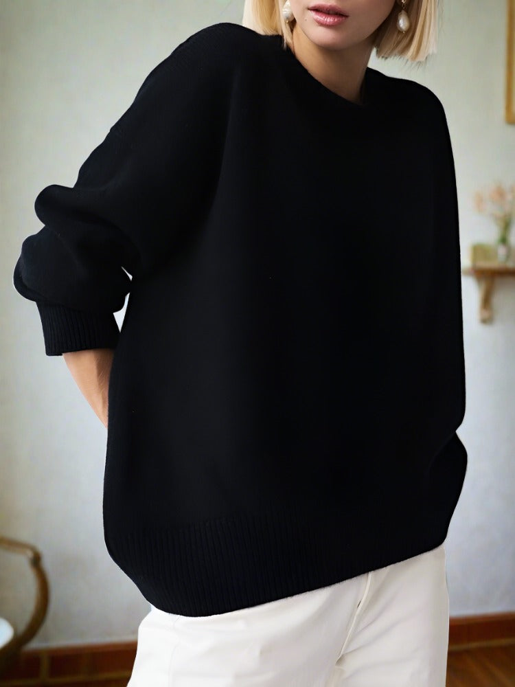 Pull en tricot femme – Pull doux en laine à col rond et coupe décontractée